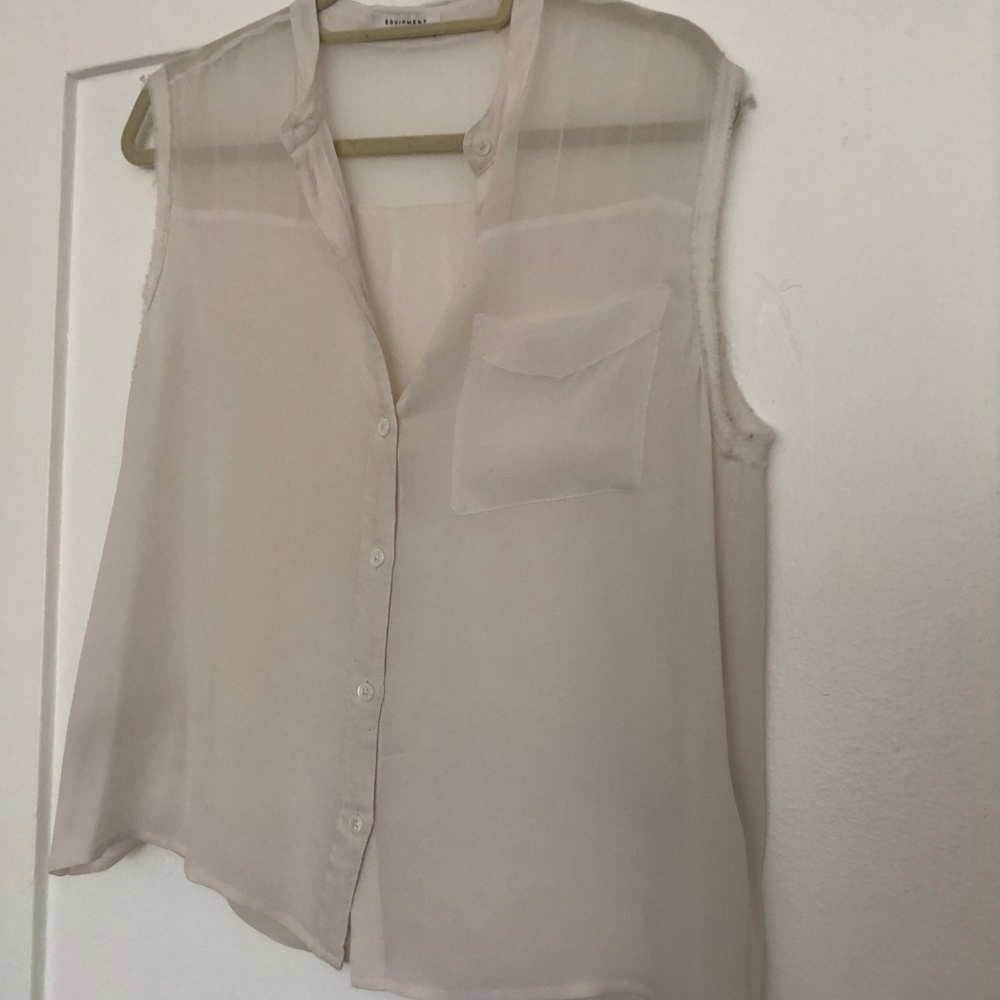 Equipment Sheer White Tank Top - S